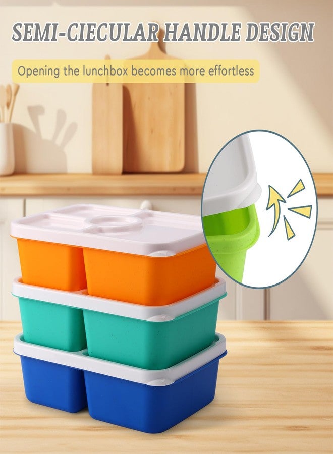 QQKO Bento Box Adult Lunch Box, Meal Prep Containers Reusable, Snack Containers for Kids, 4 Pack Stackable Food Storage With Lids, Sauce Cups, Bright Colors - Image 5